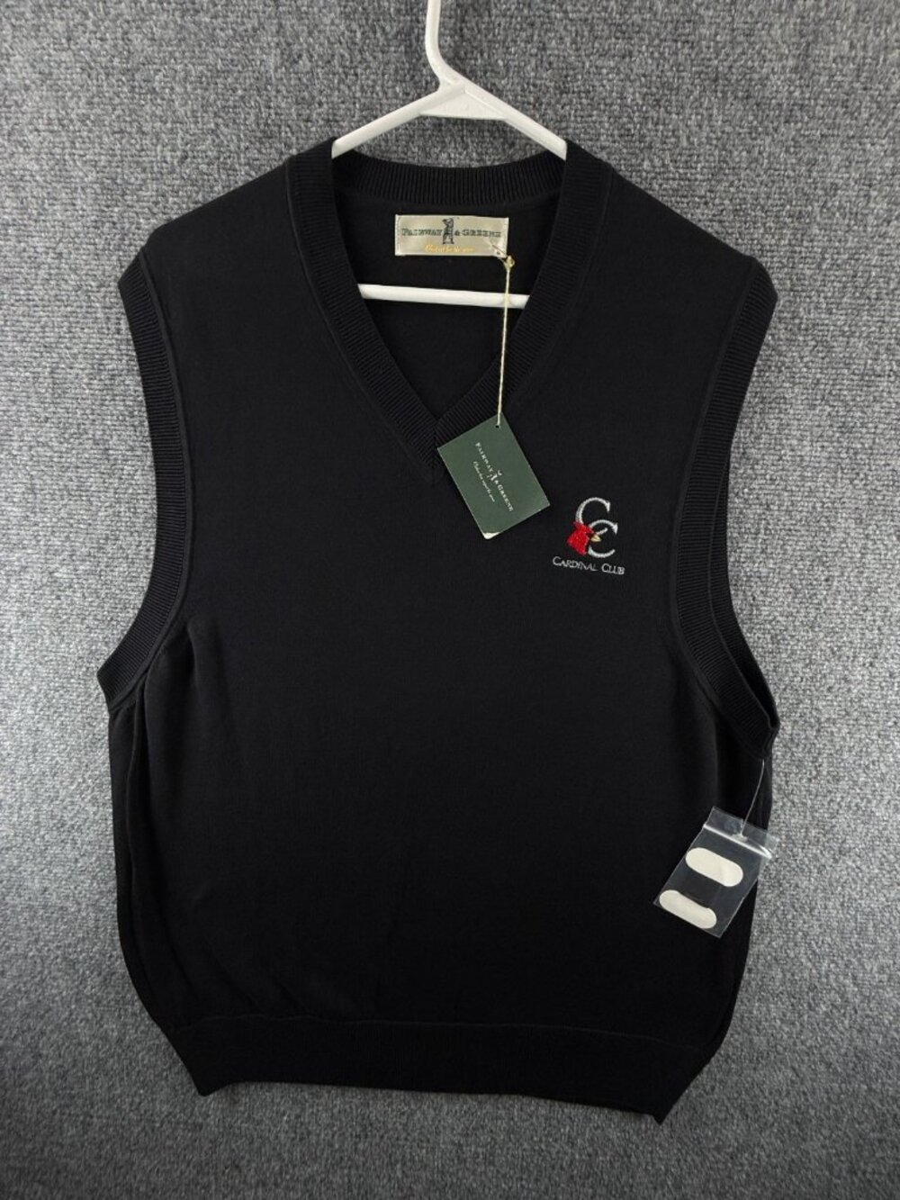 NWT Fairway & Greene Black Sweater Vest Medium Cardinal Club Sleeveless Knit